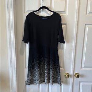 Apt. 9 Black and Cream A-line Midi Dress with Crew Neck